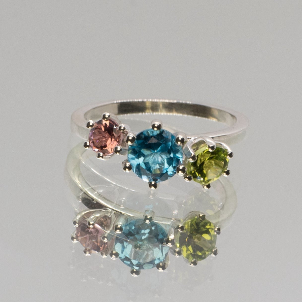 Aquamarine and peridot clearance ring
